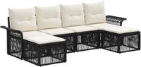 vidaXL Tuinbank - Set - 6 - st - Zwart - poly - rattan