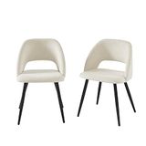 BAÏTA Set van 2 vintage stoelen, corduroy, beige, metalen poten, zwart