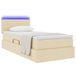 vidaXL LED-opbergbed met matras, crèmekleurig, 90 x 200 cm, stof
