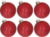 Cosy&Trendy Billiet - Vanlaere 6x stuks kunststof glitter kerstballen rood 6 cm