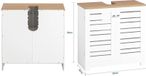 BZR40-W Meuble sous lavabo - Portes à persiennes - Meuble de salle de bain pour rangement sous lavabo - Auto-assemblage - Blanc