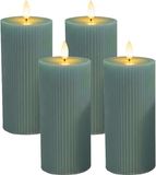 Merkloos Relaxdays LED-kaarsen - set van 4 - 18xØ7,5 cm - khaki