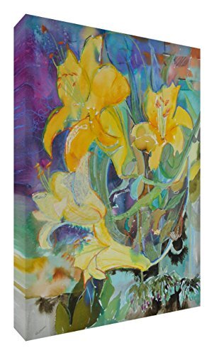 Feel Good Art Feel Good Art vj-cascadinglillies1624 – 15 fr linnen heldere kleuren Abstract behoren van de kunstenaar Val Johnson Lilie bloem 60 x 40 x 4 cm groot