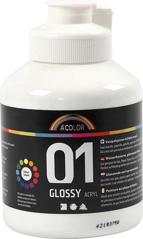 A-Color Glossy Acrylverf - Wit - 500 ml