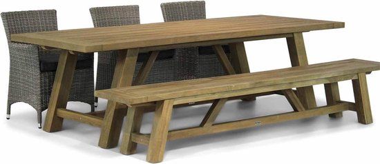 Garden Collections Dublin/Lazio 260 cm dining tuinset 5-delig - Grijs-antraciet - 6 zitplekken