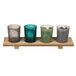 Out of the Blue Assiette en bois avec 4 bougeoirs et un motif de feuilles tropicales
