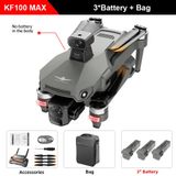 KF100 MAX 3B CB GPS-drone pour photographie - 4K UHD - Cardan 3 axes - Détection d'obstacles - Portée de 6 km - Autonomie de plus de 30 minutes - Pliable