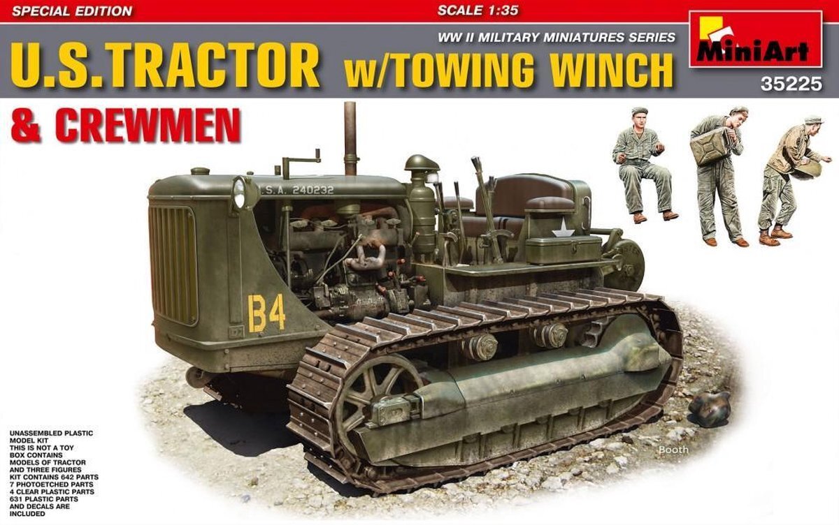 MiniArt 35225 - modelbouwset U.S.Tractor Towing Winch en Crewmen Special Edition