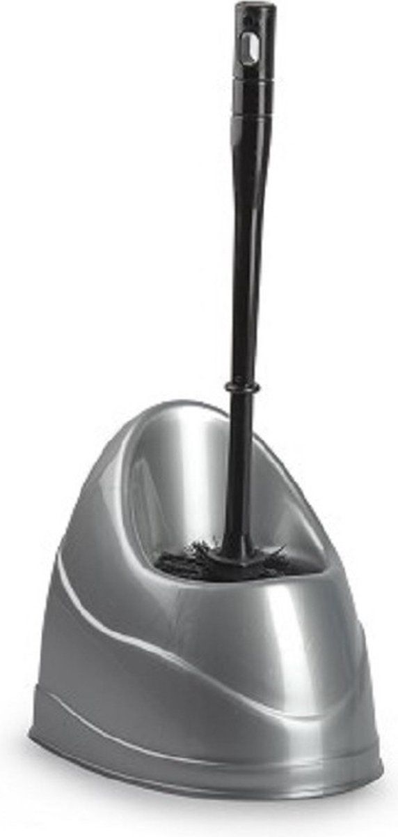 Forte Plastics Toiletborstel met houder 45 cm zilvergrijs/zwart
