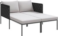 vidaXL Ligstoel met kussen, lichtgrijs, 153 x 115 x 69,5 cm, acacia hout