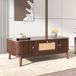 FloraGrace Table basse - Avec rotin, portes coulissantes et tiroir - Pour salon et rangement - MDF - 110x55x38,5 cm - Naturel