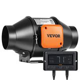 VEVOR Inline kanaalventilator, 21 W, 205 CFM met temperatuur-vochtigheidsregelaar, stille EC-motor, ventilatie, afvoerventilator voor koeling, groeitenten, hydrocultuur