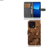 B2Ctelecom Étui style livre pour Xiaomi 13 Wooden Cubes