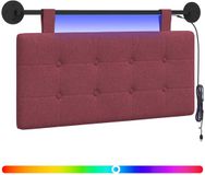 vidaXL Hangend hoofdbord Met LED-verlichting Wijnrood Stof