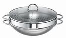 Wokset ROHE-Germany Wokset Ravenna 5-delige set, roestvrij staal, 34 cm, inclusief stoomopzetstuk