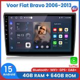 Awesafe 8-Core V1PRO 4+64GB Autoradio - Convient pour Fiat Bravo 2006 à 2013 - Carplay sans fil Android Auto - Écran tactile - Navigation GPS 4G WiFi - Radio Bluetooth