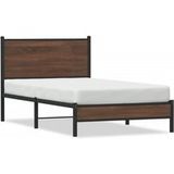 Maison Exclusive Lit en métal aspect chêne marron 107x203cm