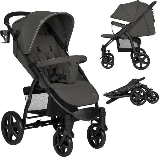 Lionelo Annet Plus Kinderwagen 2in1 - Grijs/Zwart - Tot 22 kg - All-terrain