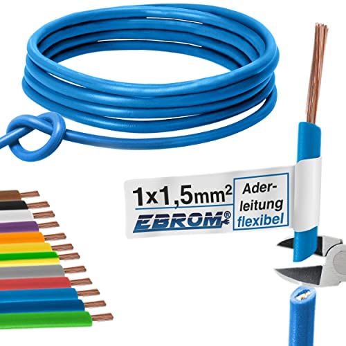 EBROM Aderkabel enkele ader flexibel H07V-K 1,5 mm² - lichtblauw, 20 m