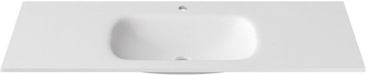 Saniclass Flow Meubelwastafel - 121x46x1.5cm - overloop - 1 wasbak - 1 kraangat - solid surface mat wit