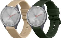 kwmobile 2x horlogebandjes geschikt voor Garmin vivomove 3S / vivoactive 4S bandje - Smartwatch bandjes van TPU - Activity tracker horloge band in donkergroen / beige