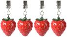 Decoris Tafelkleedgewichtjes/hangers - 4x - Aardbei - Kunststeen - Rood