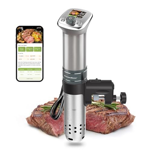 KitchenBoss Roner voor lage temperaturen, WLAN: WLAN Sous Vide Roner Professional 1100 W 40 – 90 ℃, keukenloper IPX7 waterdicht, LCD-display, ultra-stil
