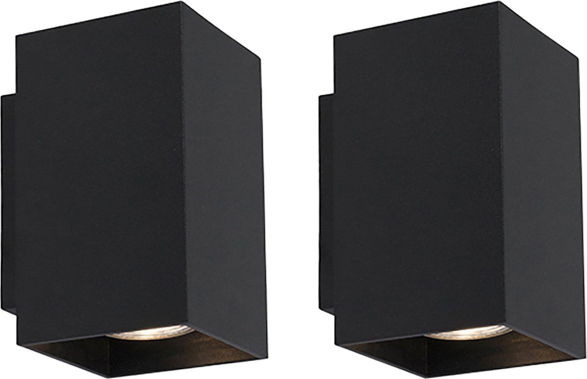 QAZQA Sandy - Wandlamp - Up Down - 2 Lichts - Zwart