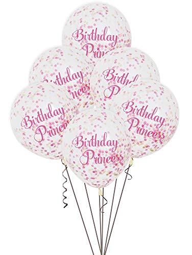 Unique Feestaccessoires, prinsessenmotief, roze Confettiballonnen 12" roze en goud.