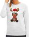 Bellatio Decorations Foute Kersttrui / sweater voor dames - Merry Christmas - grijs - kerst rendier M