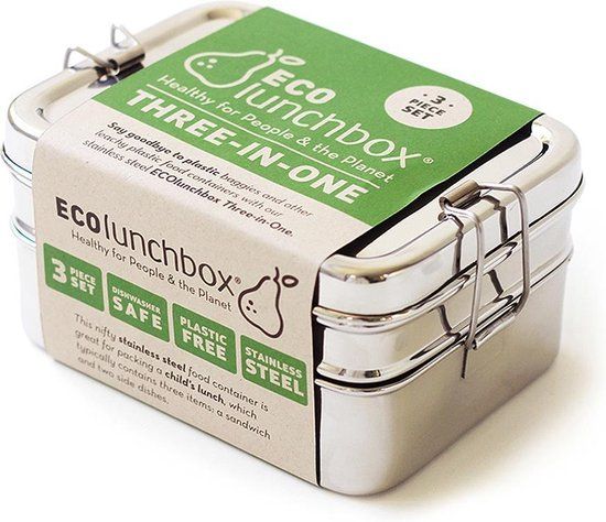 Eco Lunchbox RVS Lunchbox - 3 bakjes in 1 - BPA-vrij - Luchtdicht