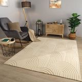 TT Home Vloerkleed Laagpolig Geometrisch Skandi Boho Effen Kleuren Beige 80 x 150 cm Rechthoek
