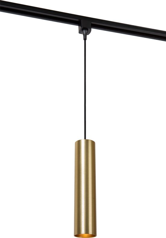 Lucide TRACK FLORIS Hanglamp - 1-fase Railsysteem / Railverlichting - 1xGU10 - Mat Goud / Messing