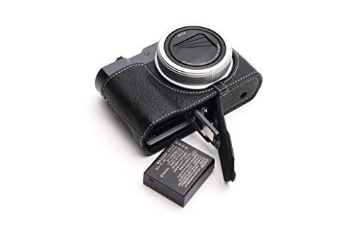 TP Original Handgemaakte Echt Lederen Half Camera Hoesje voor Leica C-LUX, Zwart