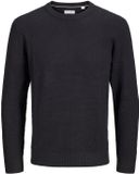 Jack & Jones Pull en maille 6XL Coton biologique Noir Manches longues Col rond Uni Automne/Hiver