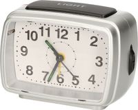 Gerimport Wekker - alarmklok - zwart/zilver - 11 cm - met verlichting en alarm