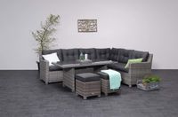 AVH-Collectie Valencia dining hoek loungeset 5-delig rechts antraciet wicker