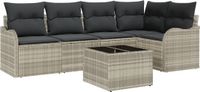 vidaXL Tuinbank Set Lichtgrijs Polyrattan