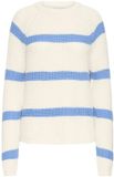 Fransa Vrouwentrui Kamia 4 Lange Mouw Ronde Hals Katoen Gestreept Whisper White W. Della Blue S