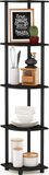 Furinno Hoekrek met 5 niveaus, multifunctioneel rek, composiethout, pvc-buizen, espresso/zwart, 29,46 x 29,46 x 146,56 cm