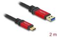 Delock USB 10 Gbps Cable USB Type-A male to USB Type-C™ male 2 m red metal