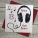 witte WHITE COTTON CARDS Handmade SB54-N13 verjaardagskaart voor neefjes 13 Happy Headphones, handgemaakt, wit