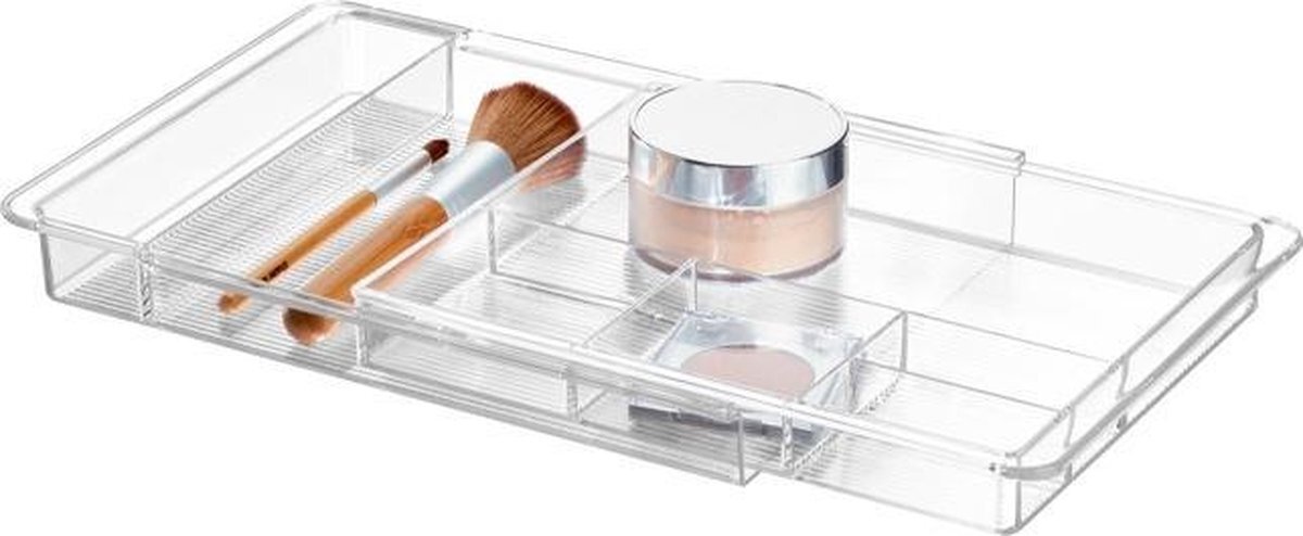 IDesign Make up organizer uitschuifbaar - Transparant - Sorteervakken & Uitschuifbaar