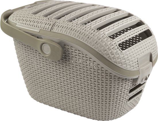Curver Reismand Kat - Klein huisdier - Afneembare bovenkant - Met handvat - Warm Grey - 51x38x33 cm