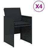 vidaXL Fauteuils de jardin 4 pièces avec coussins polyrotin acier noir