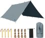 FREE SOLDIER & ADIKING Waterdicht tentzeil, 3 x 3,2 m, ultralicht, uv-bescherming, camping, zonwering, outdoor, groot, voor kamperen, wandelen, outdoor-activiteiten, grijsblauw