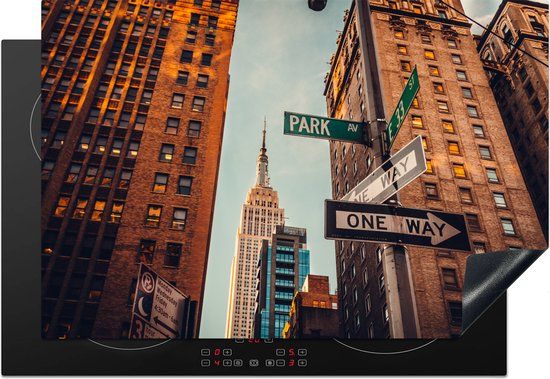 KitchenYeah® Inductie beschermer 77x51 cm - Binnenstad New York - Inductie kookplaat accessoire