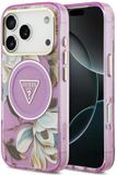 Guess - IML Glitter Flowers Triangle MagSafe Case for iPhone 18 Pro / 17 Pro - Purple