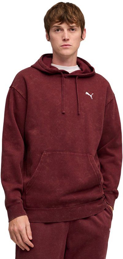 Puma Sweater Heren ESS Elevated Relaxed Wash Hoodie Bordeauxrood - Maat 2XL