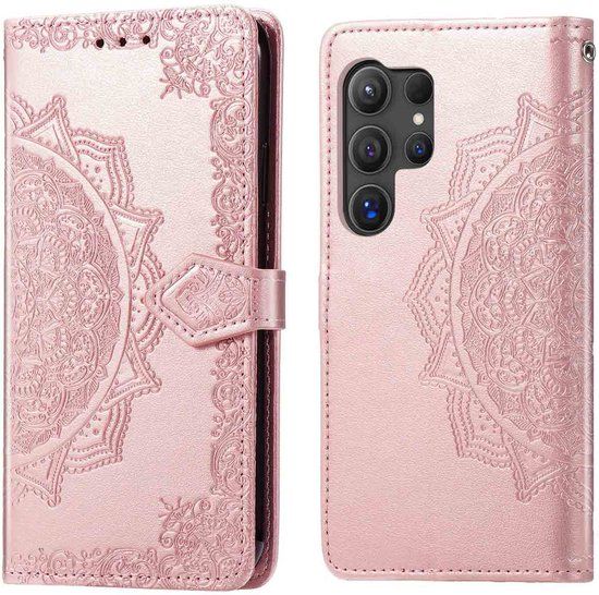 imoshion Hoesje - Geschikt voor Samsung Galaxy S25 Ultra - Mandala Bookcase - Rosé Goud
